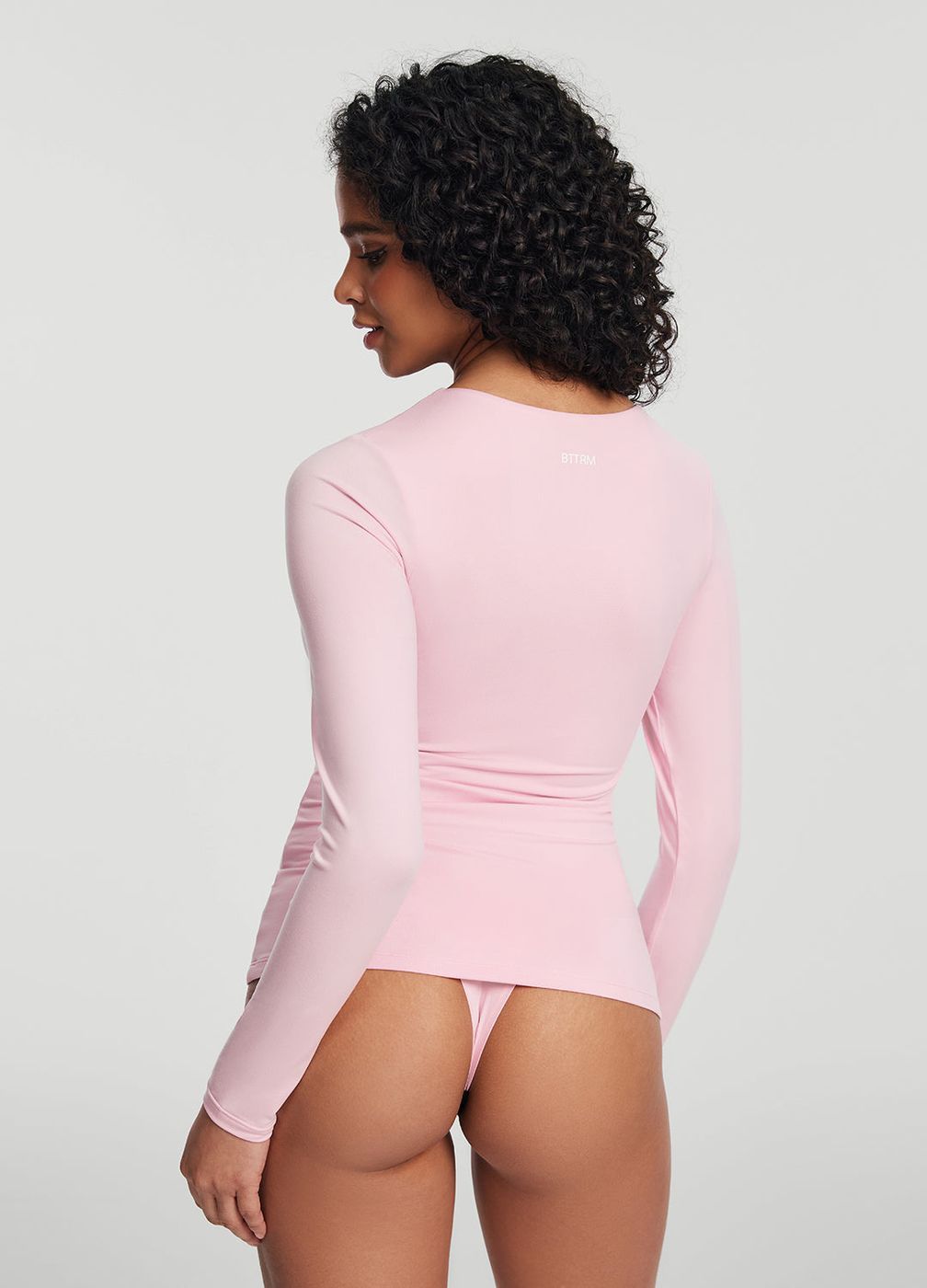 Crew Neck Long Sleeve Top in Ballet Pink, second view