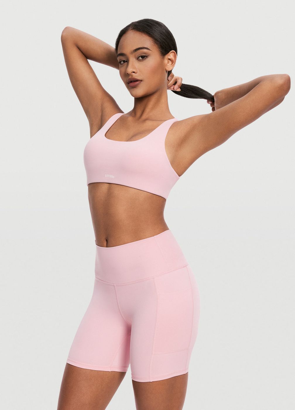 Criss Cross Back Top in Ballet Pink, detail
