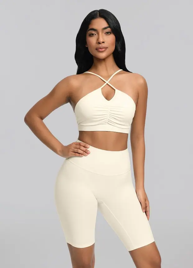 Criss-cross Bra Top in Creamy Vanilla, front view