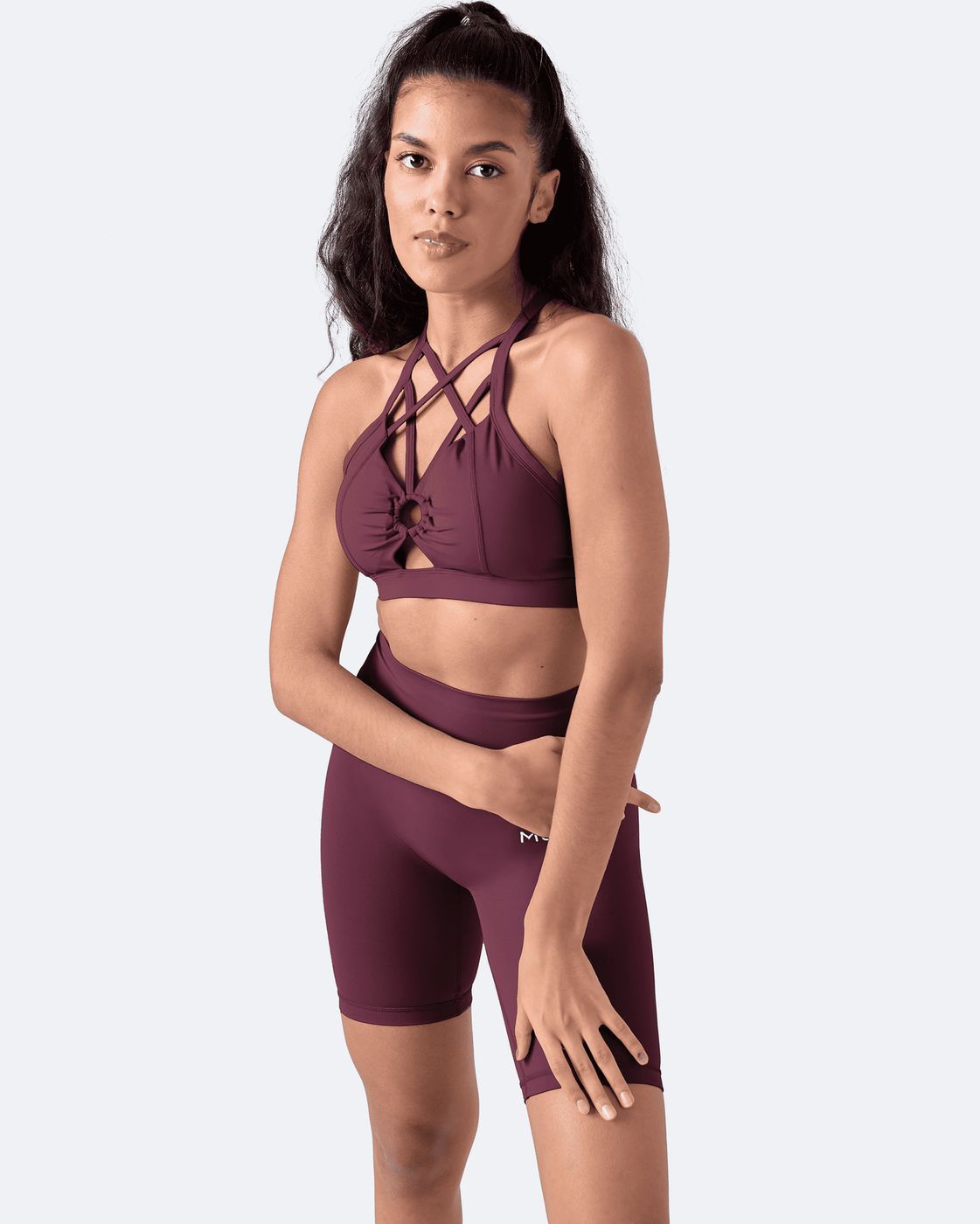 Criss Cross Front Top in Burgundy, front view