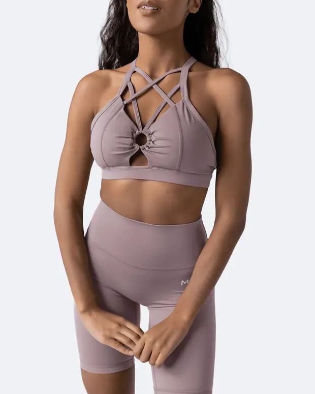 Criss Cross Front Top in Dusty Pink, front view
