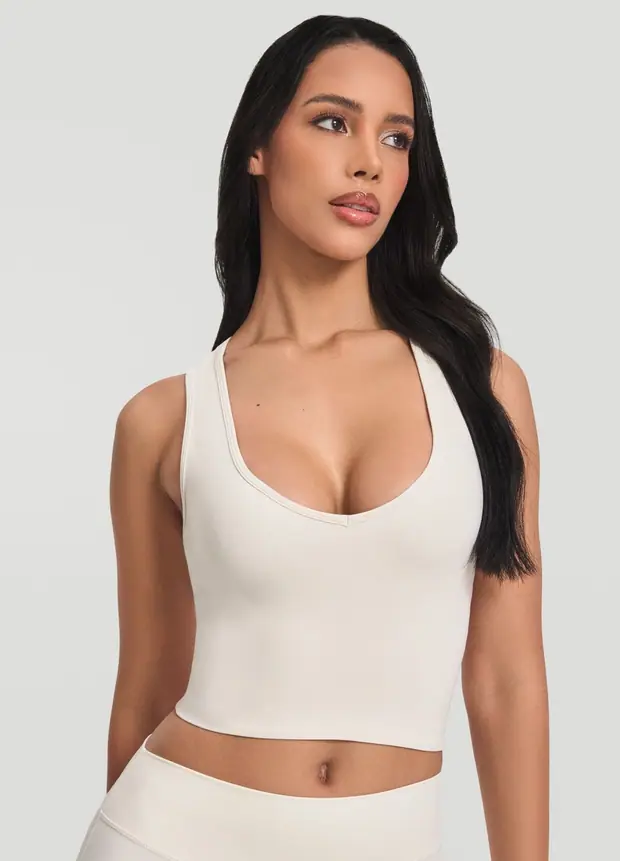 Crop Top in Ivory, front view