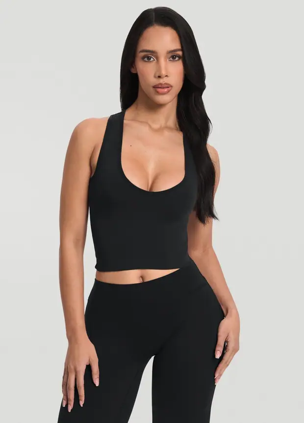 Crop Top in Black, front view
