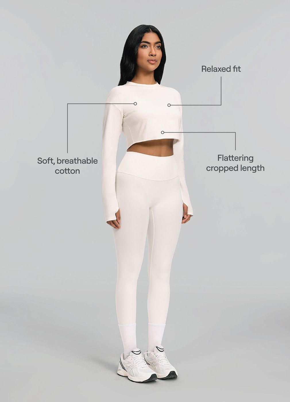 Cropped Long Sleeve in Ivory, second view