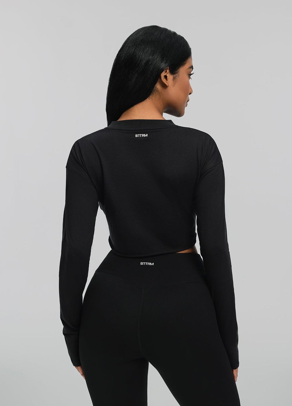 Cropped Long Sleeve in Black, detail