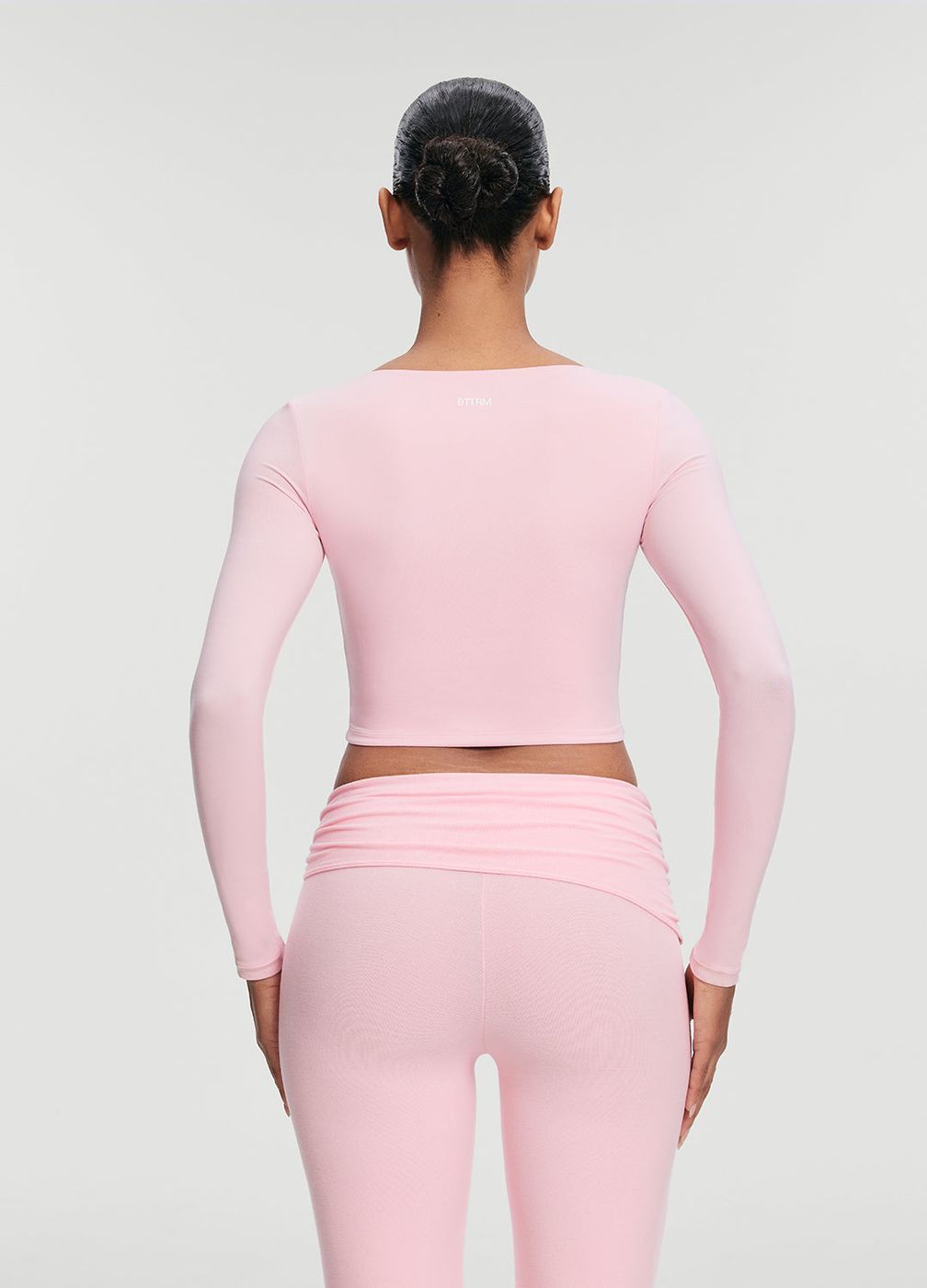Cropped Round Neck Top in Ballet Pink, second view