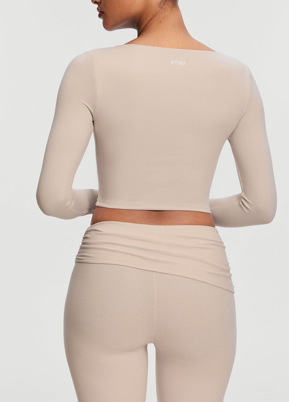 Cropped Round Neck Top in Oat Milk, second view
