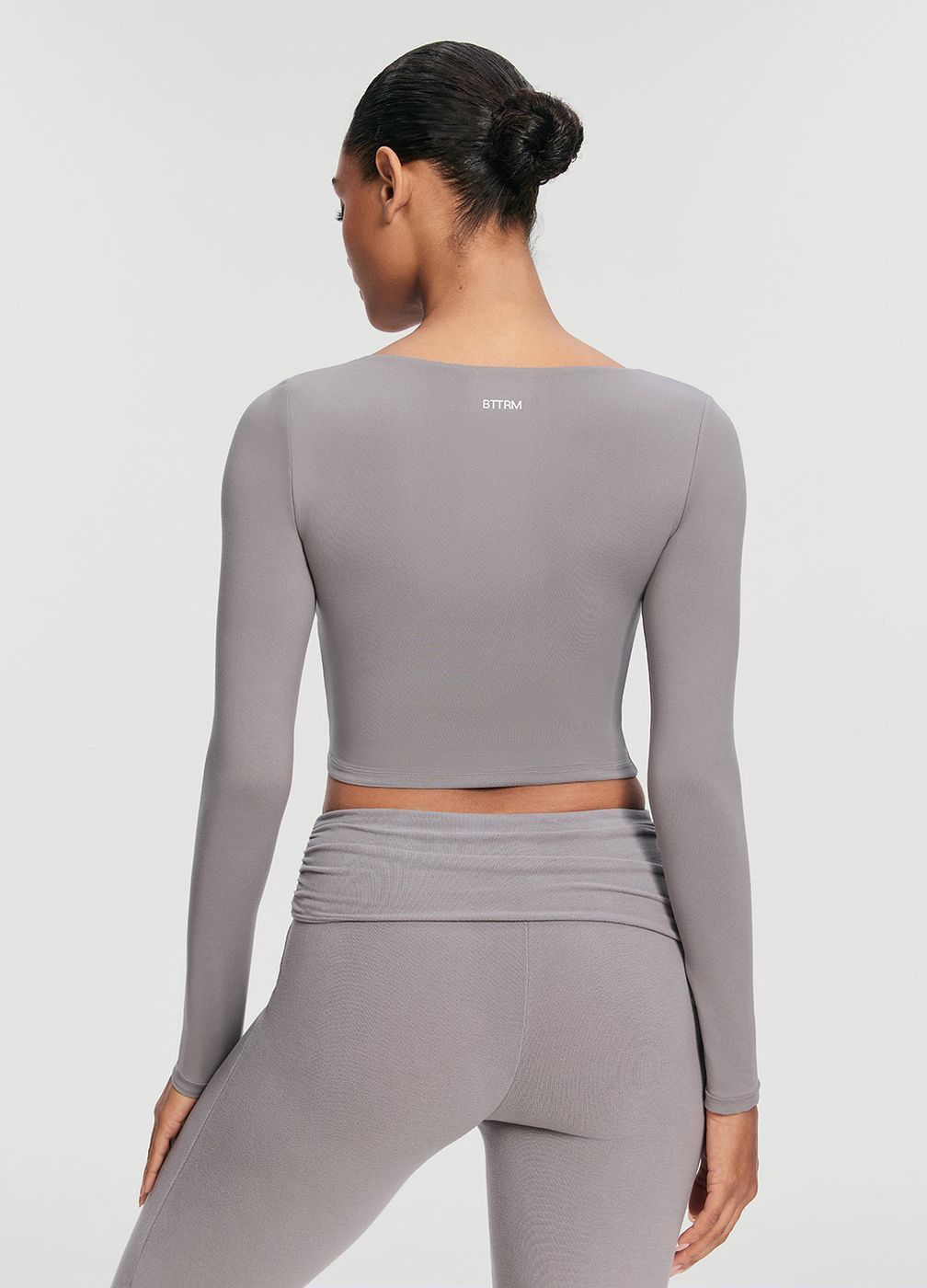 Cropped Round Neck Top in Cool Gray, second view
