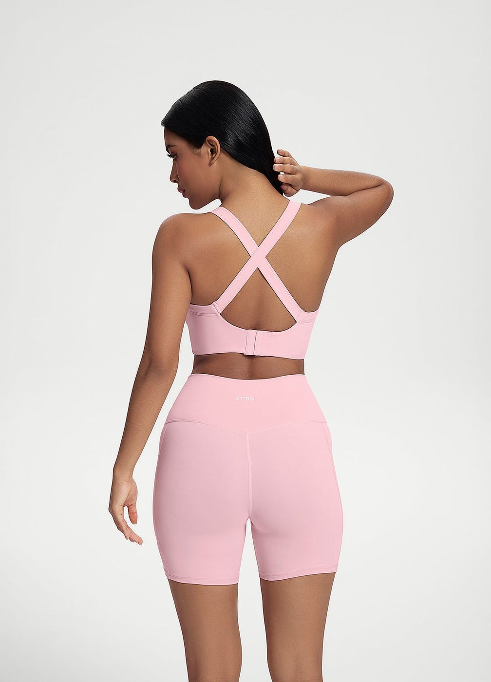 Cross Form Support Top in Ballet Pink, detail