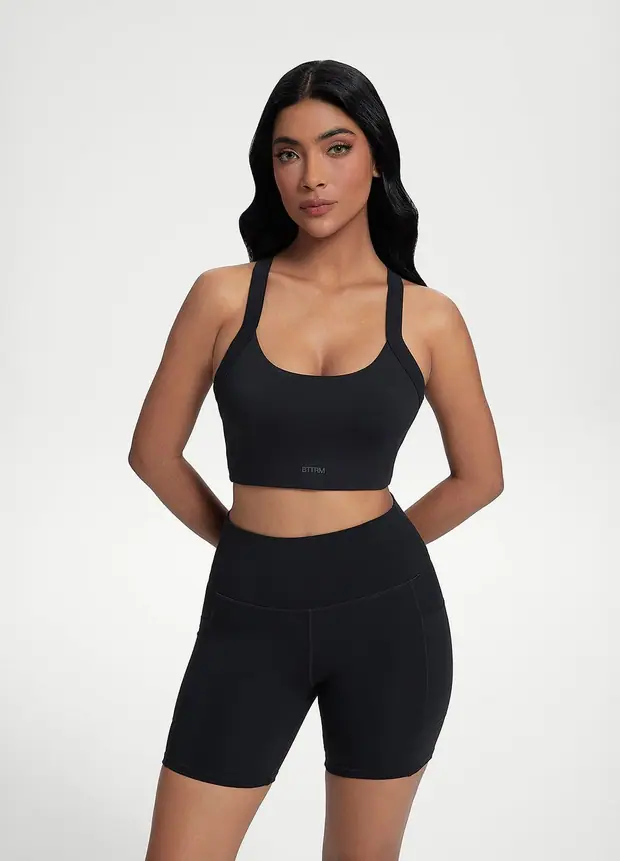 Cross Form Support Top in Black, front view