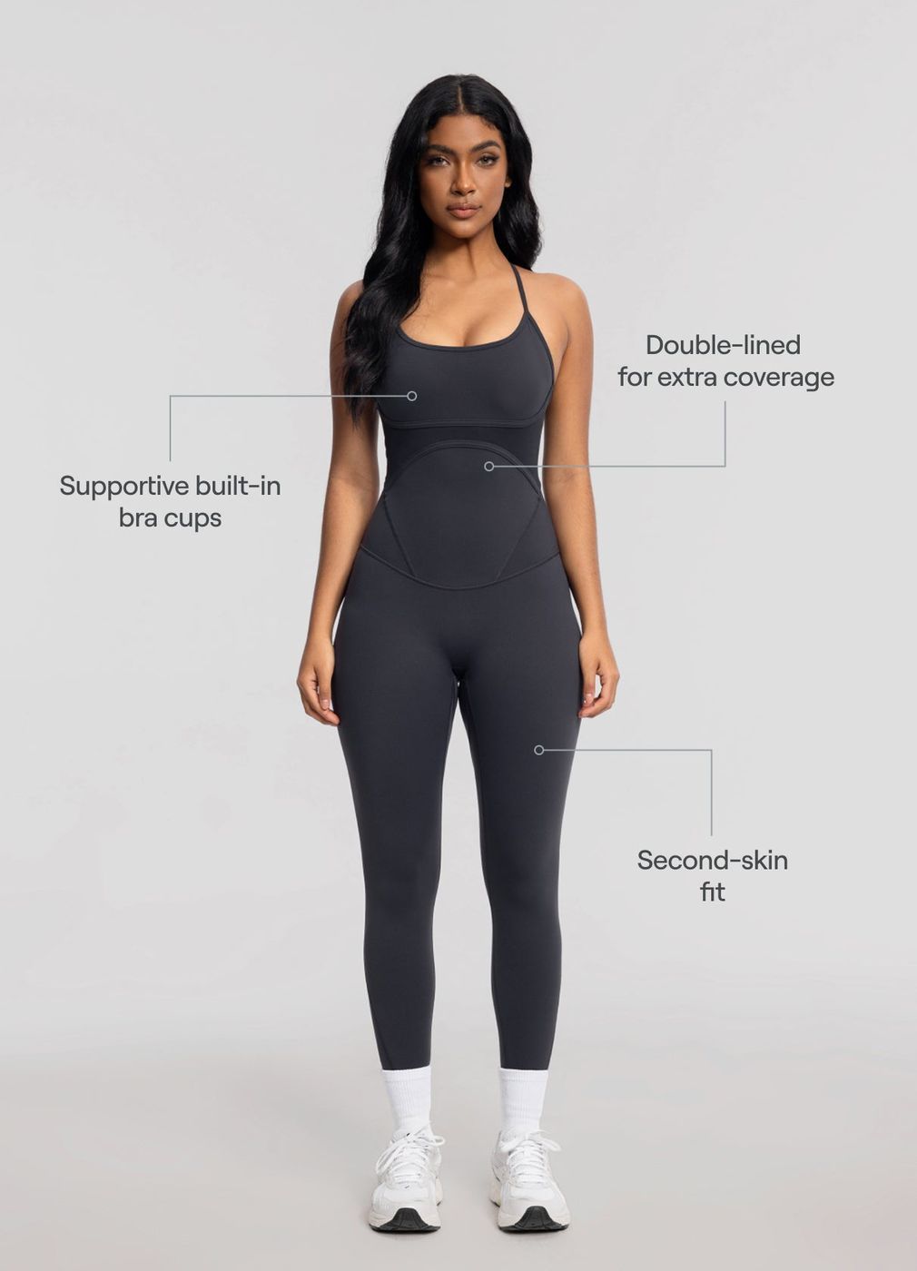 Crossback Bodysuit in Charcoal, second view