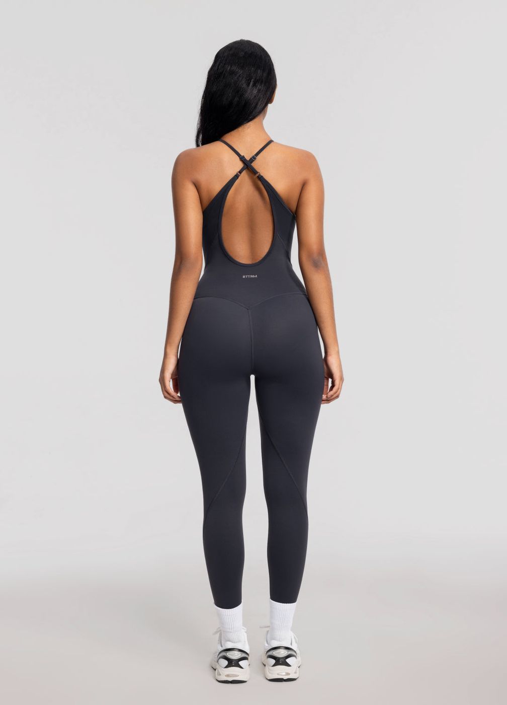 Crossback Bodysuit in Charcoal, detail