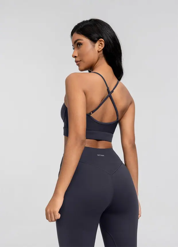 Crossback Bra in Charcoal, front view
