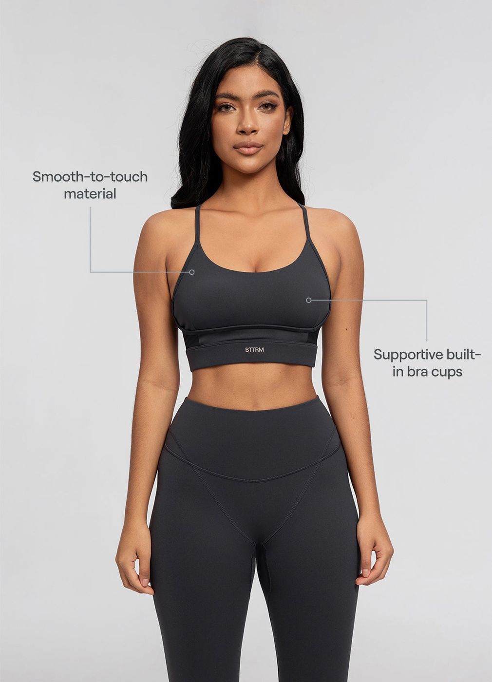 Crossback Bra in Charcoal, second view