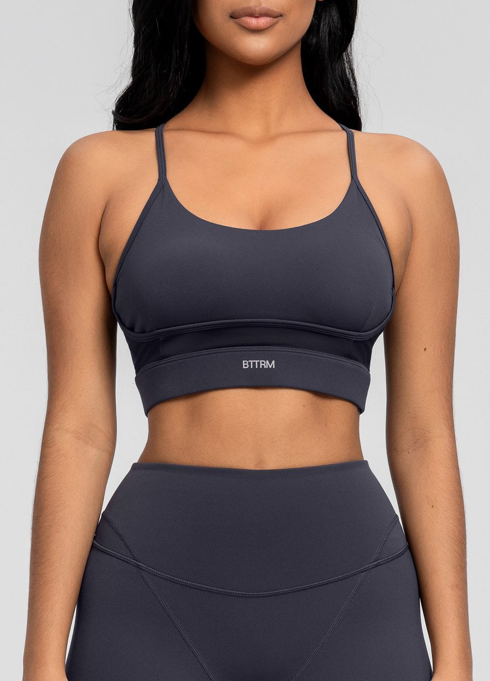 Crossback Bra in Charcoal, detail