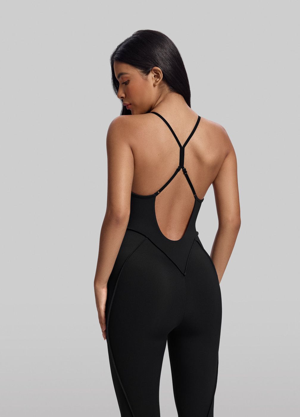 Crossback Catsuit in Black, front view