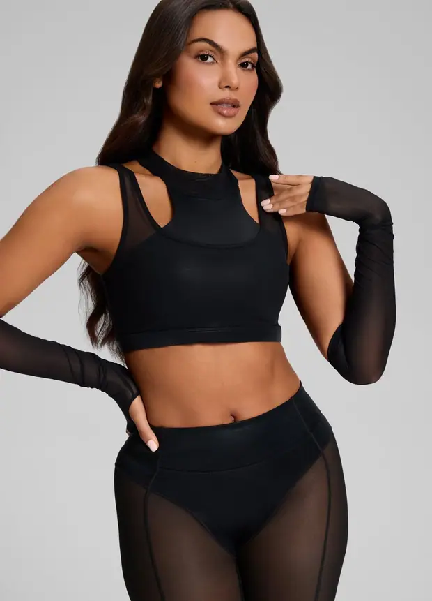 Cutout Top in Black, front view