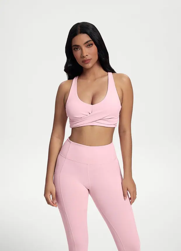 Double Strap Top in Ballet Pink, front view
