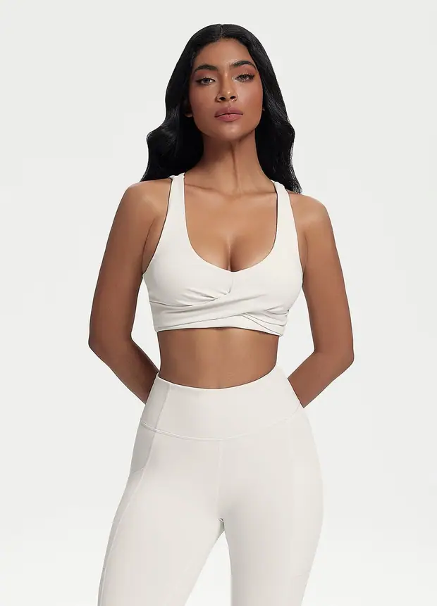 Double Strap Top in White, front view