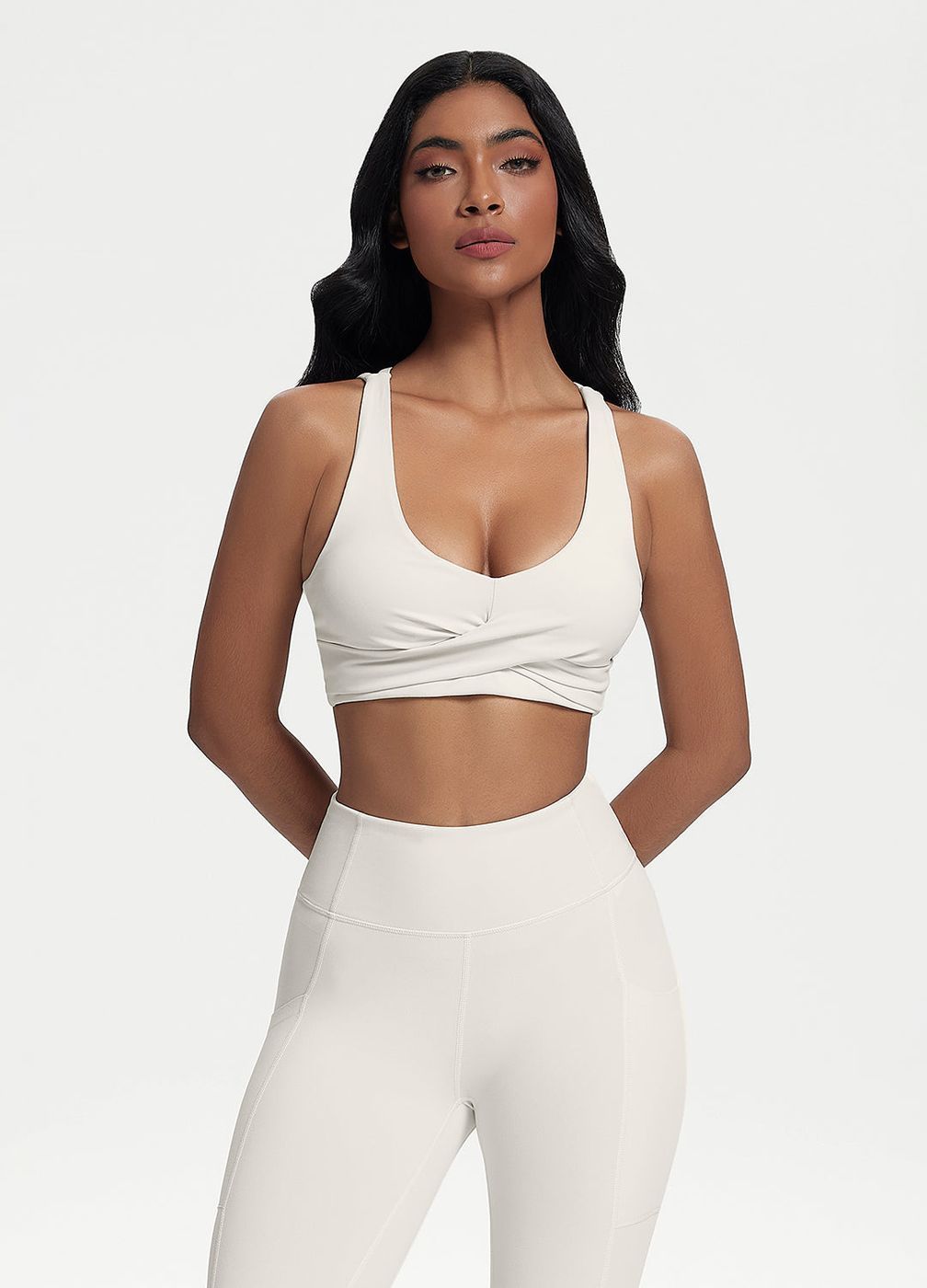Double Strap Top in White, front view
