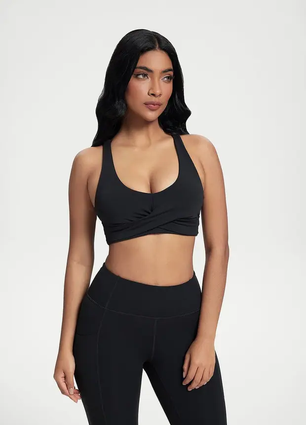 Double Strap Top in Black, front view