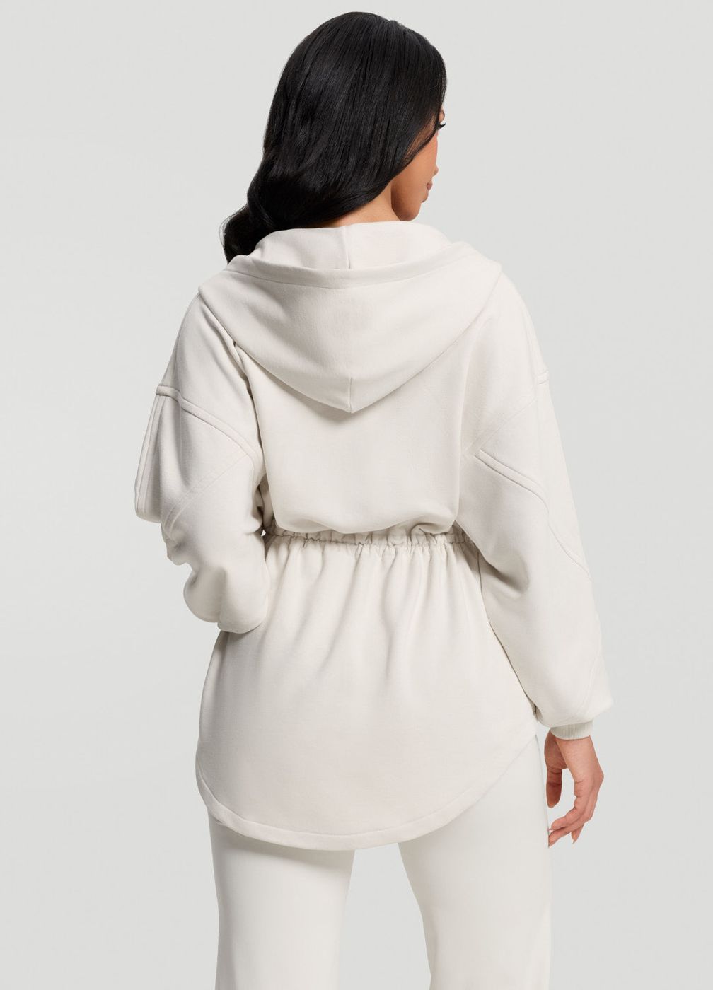 Drawcord Hoodie in Ivory, detail