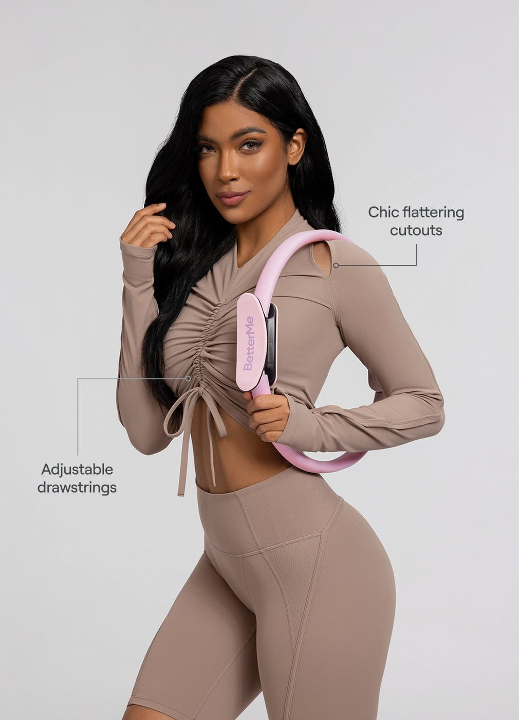 Drawstring Crop Top in Cocoa, second view