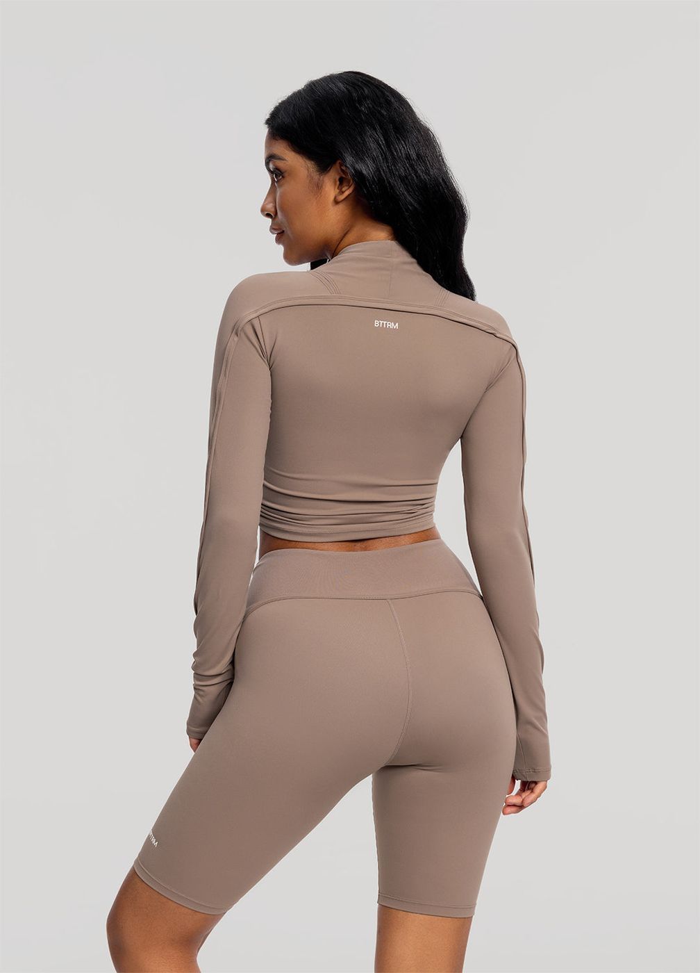 Drawstring Crop Top in Cocoa, detail