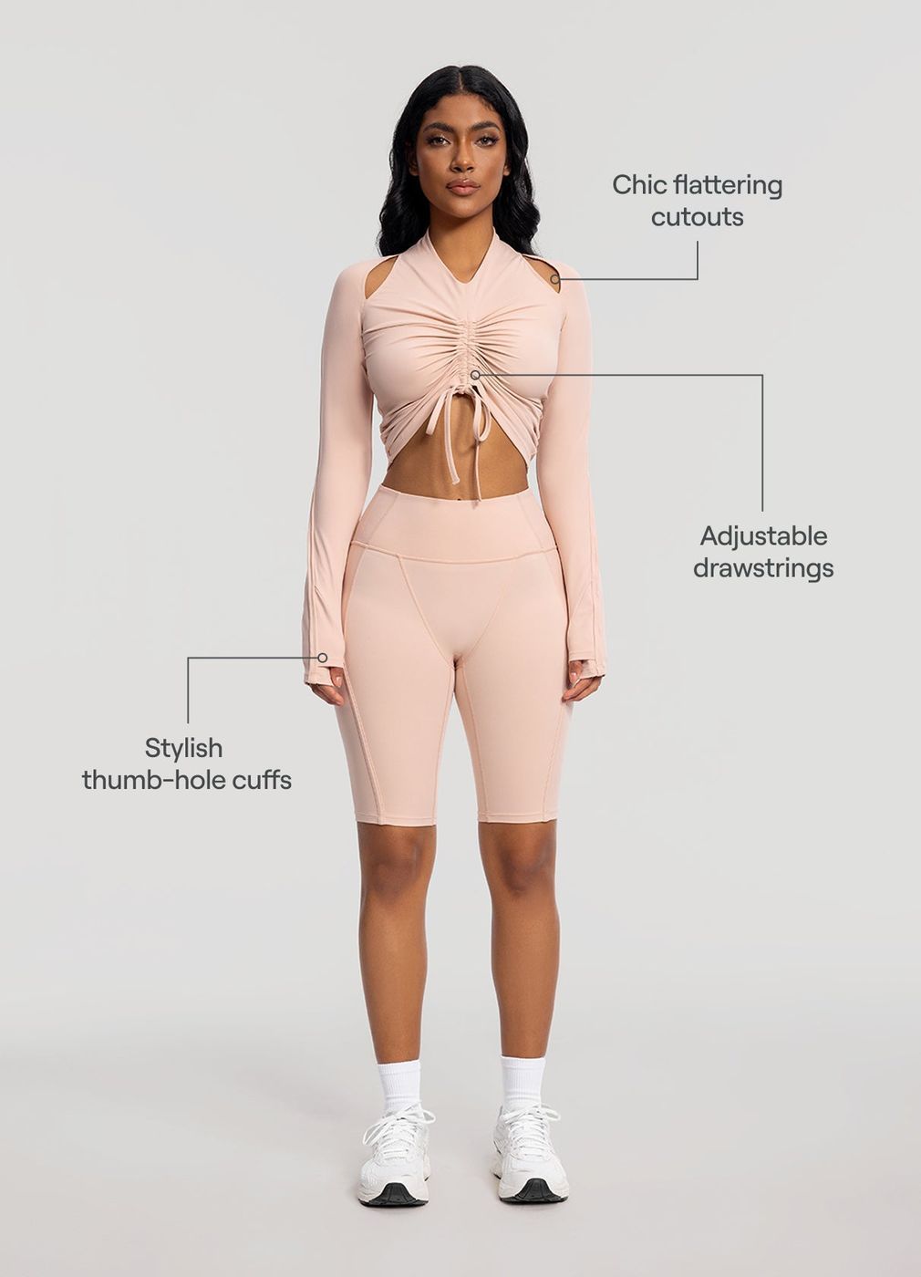 Drawstring Crop Top in Seashell, second view