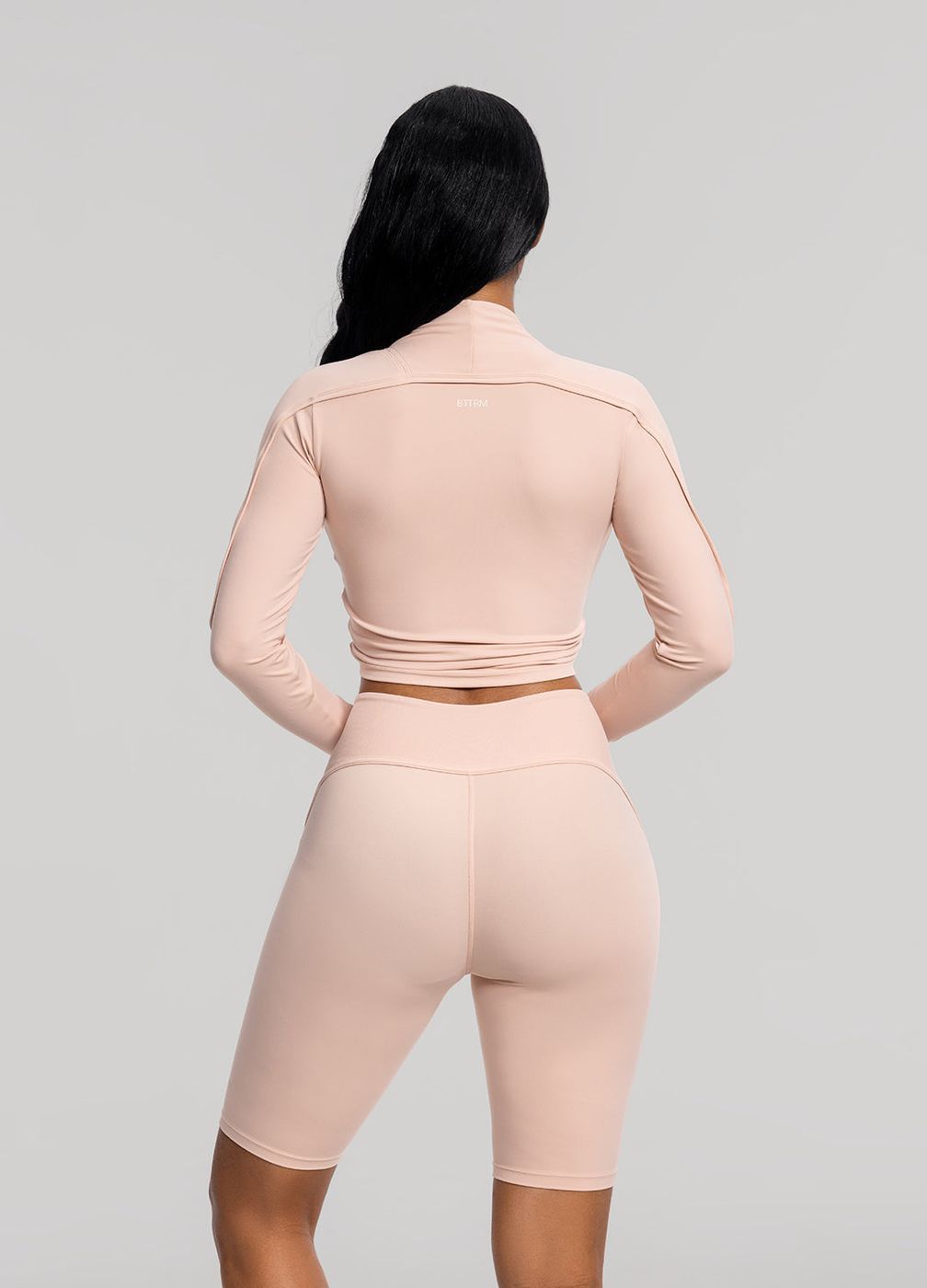 Drawstring Crop Top in Seashell, detail