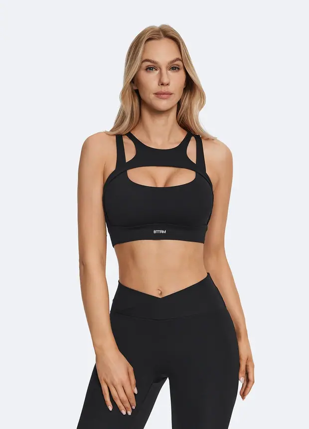 Elegance Cutout Top in Black, front view
