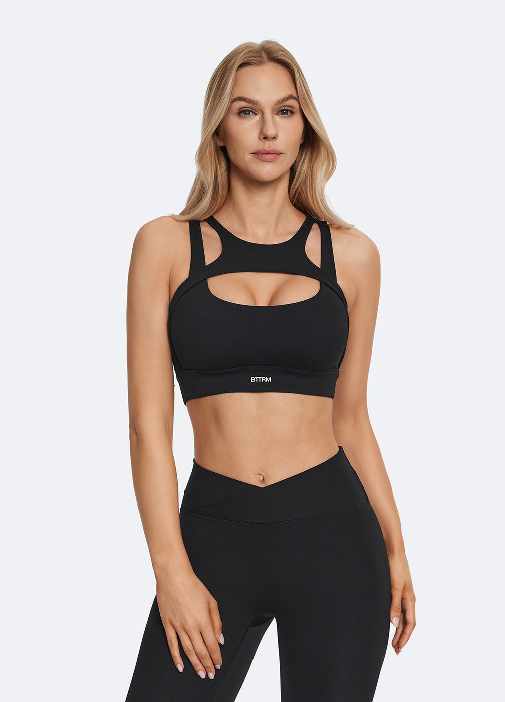 Elegance Cutout Top in Black, front view
