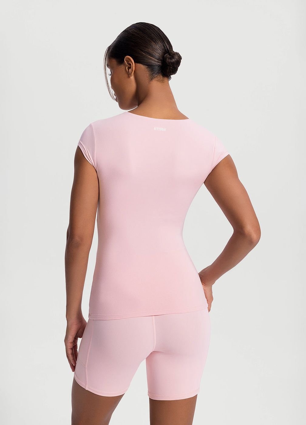 Essential Fitted Tee in Ballet Pink, detail