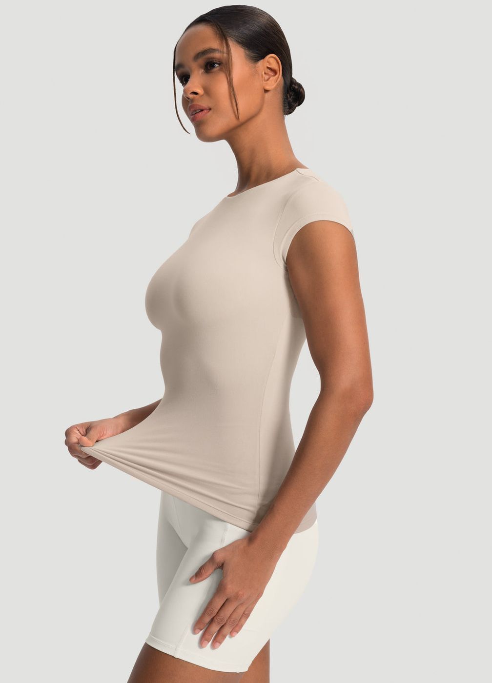 Essential Fitted Tee in Oat Milk, second view