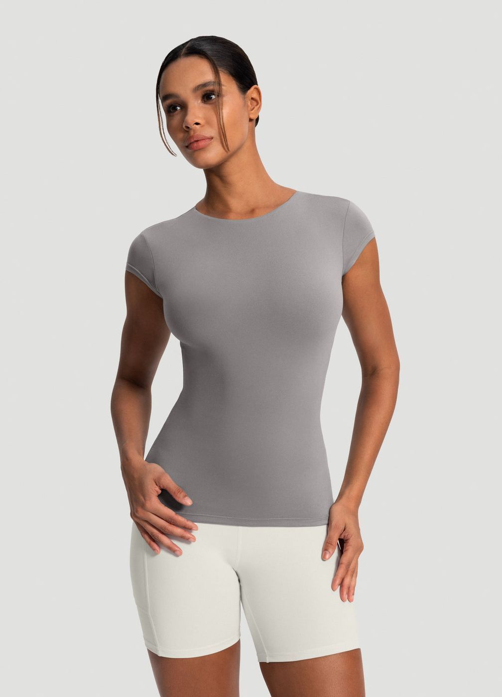 Essential Fitted Tee in Cool Gray, front view