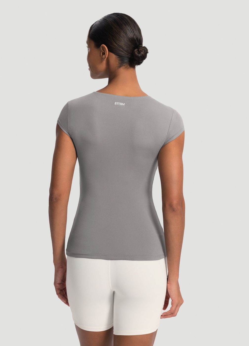 Essential Fitted Tee in Cool Gray, detail