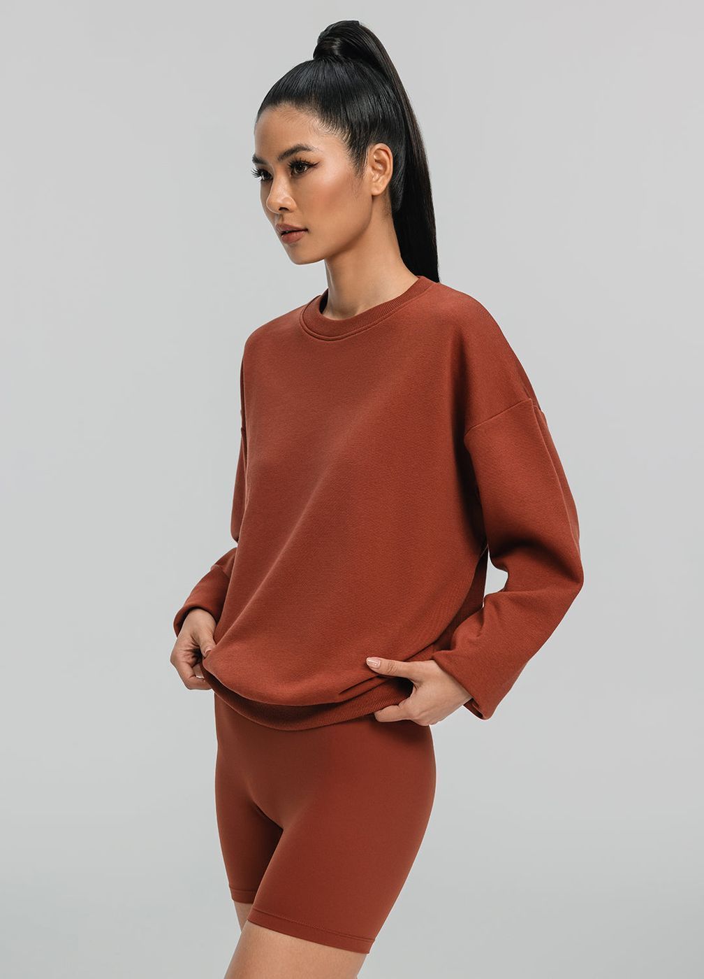Everyday Active Sweatshirt in Rust Brown, front view