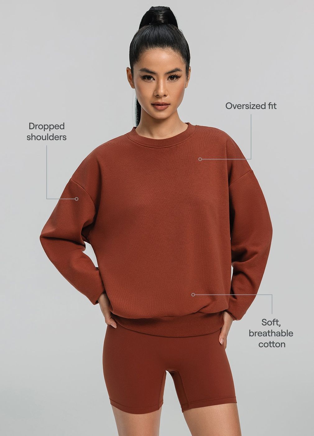 Everyday Active Sweatshirt in Rust Brown, second view