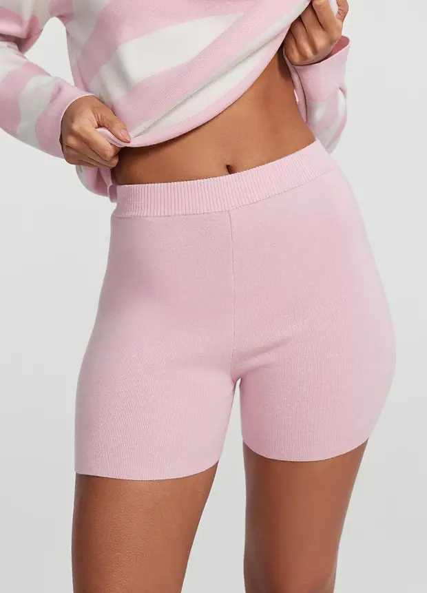Everyday Knit Shorts in Ballet Pink, front view