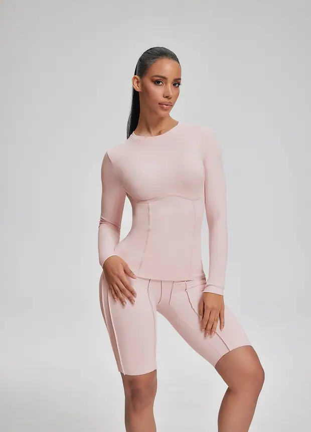 Everyday Long Sleeve Top in Ballet Pink, front view