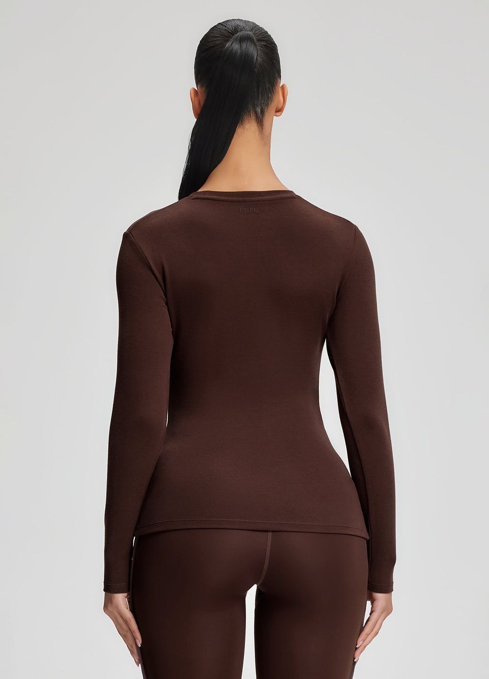 Everyday Long Sleeve Top in Chocolate, detail