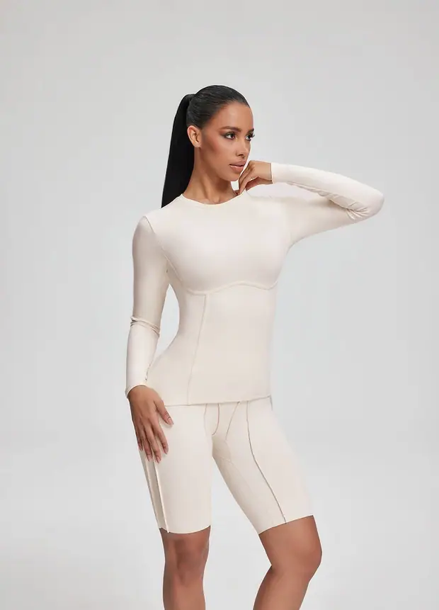 Everyday Long Sleeve Top in Ivory, front view