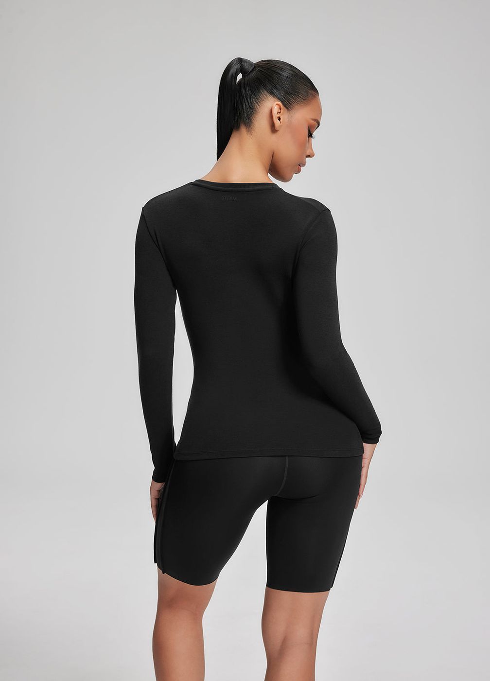 Everyday Long Sleeve Top in Black, detail