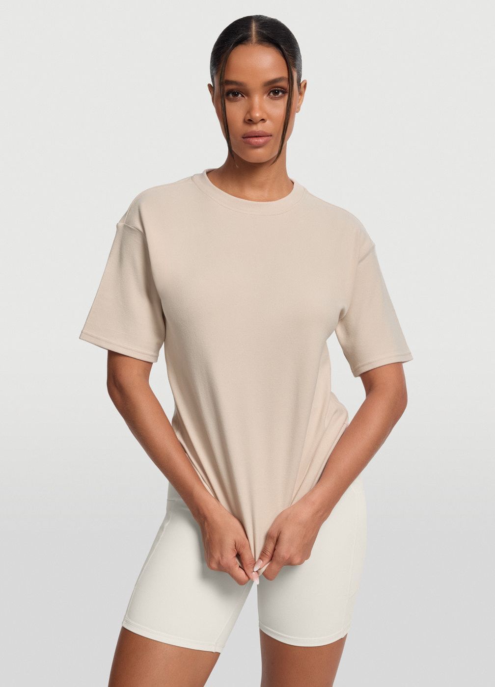 Everyday Relaxed T-shirt in Oat Milk, front view