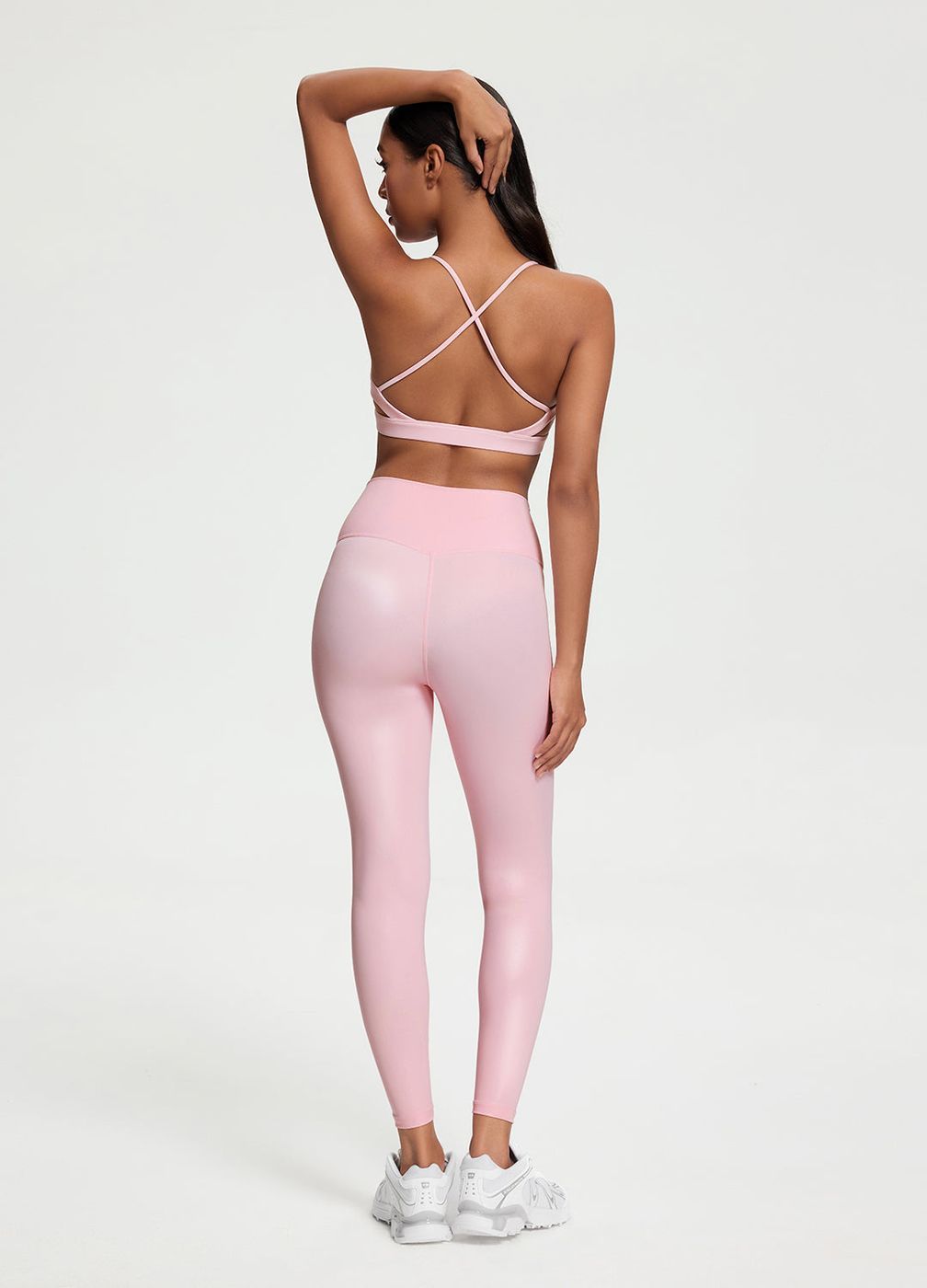 Faux Leather ⅞ Leggings in Ballet Pink, detail