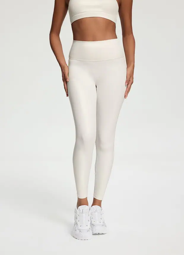 Faux Leather ⅞ Leggings in White, front view
