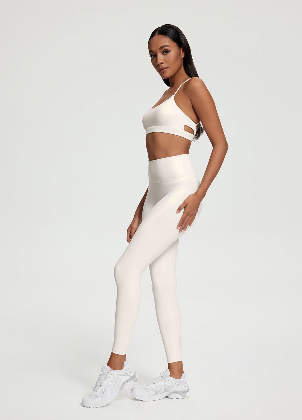 Faux Leather ⅞ Leggings in White, second view