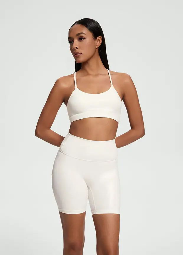 Faux Leather Crossback Top in White, front view