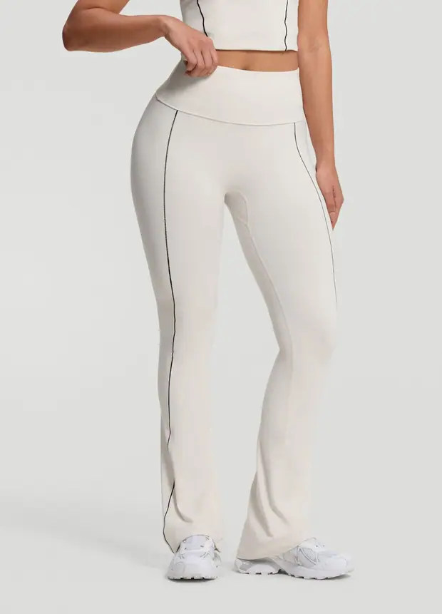 Flared Leggings in Ivory, front view