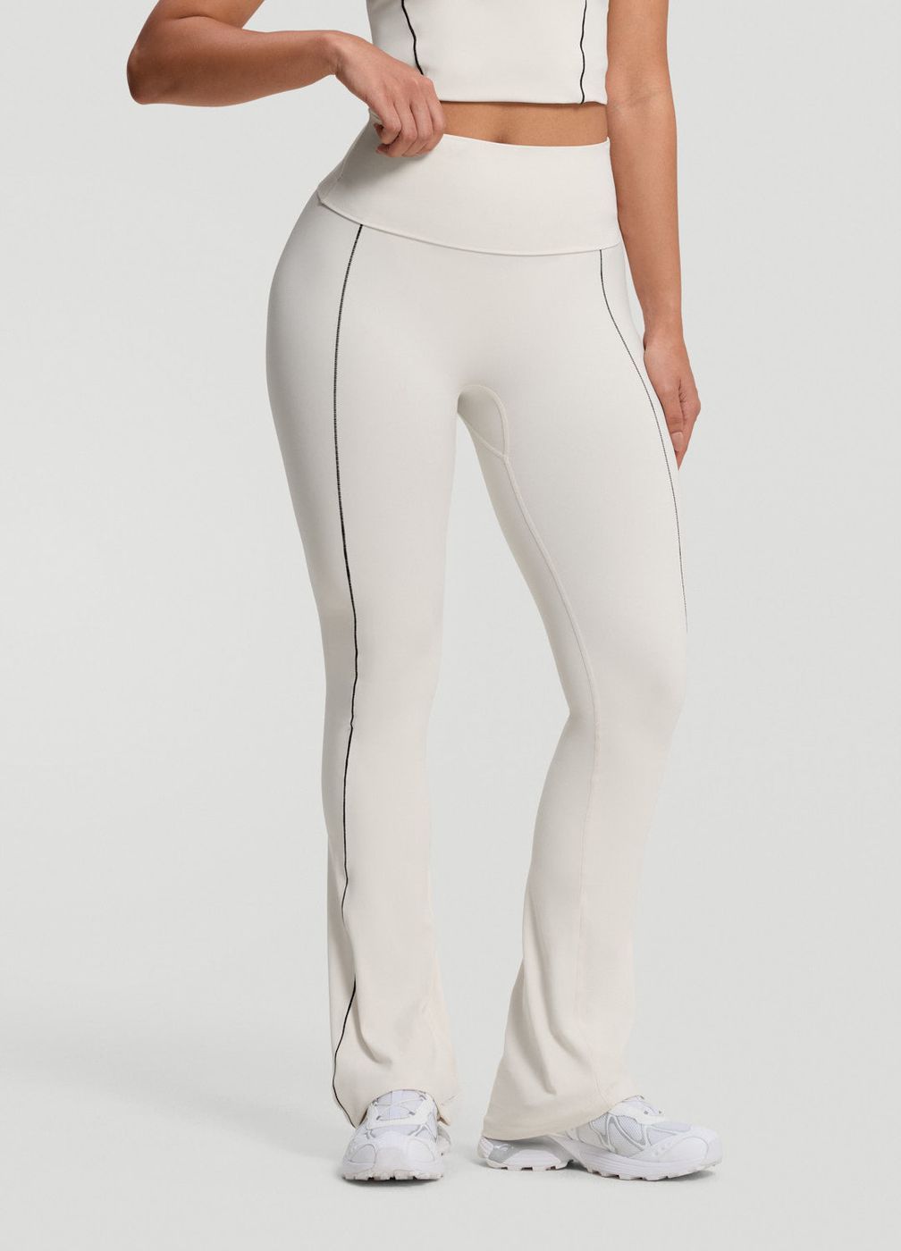 Flared Leggings in Ivory, front view